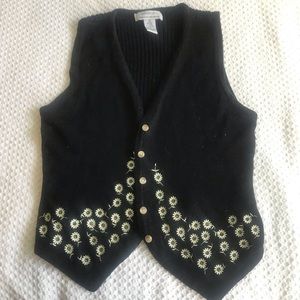 Vintage Embroidered Daisy Vest